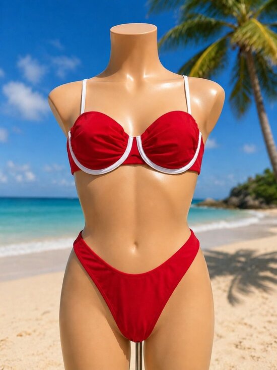wild fable Other - Wild Fable L (12-14) Red & White Underwire Bikini Set With Removable Pads